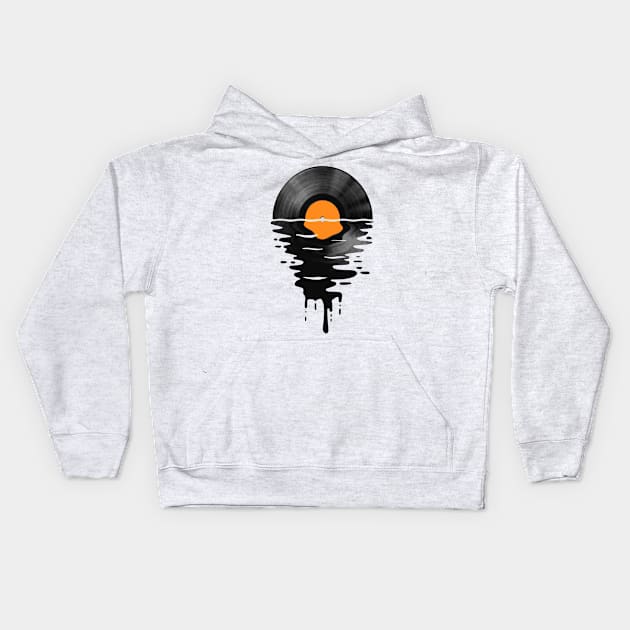 Vinyl LP Music Record Sunset Orange Kids Hoodie by Nerd_art